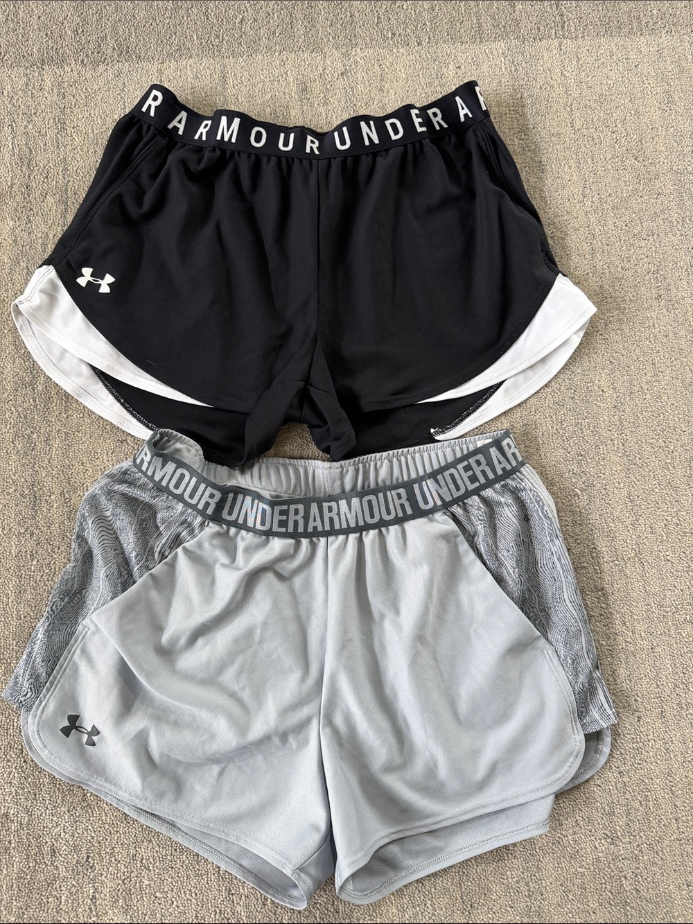 Under Armour Women’s Athletic Shorts Duo — Black & Light Gray sz large